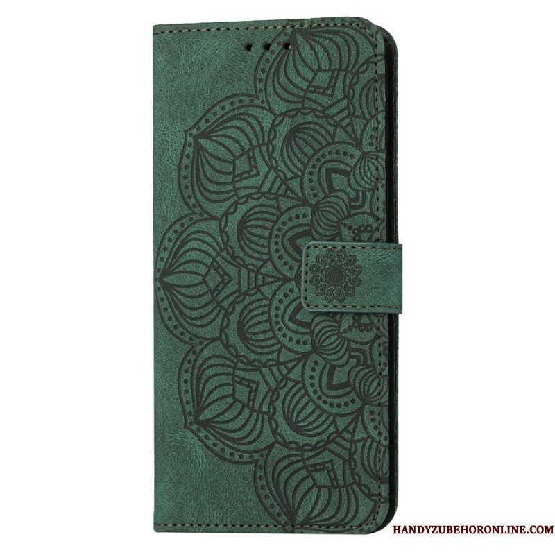 Leren Hoesje voor Samsung Galaxy S23 Plus 5G Met Ketting Strakke Mandala