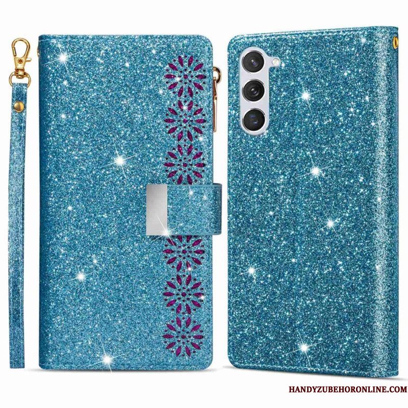 Leren Hoesje voor Samsung Galaxy S23 Plus 5G Portemonnee Leren Portemonnee Met Pailletten