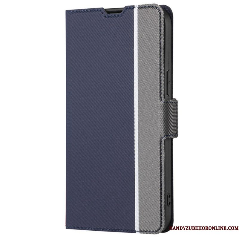 Leren Hoesje voor Samsung Galaxy S23 Ultra 5G Fijne Tweekleurige