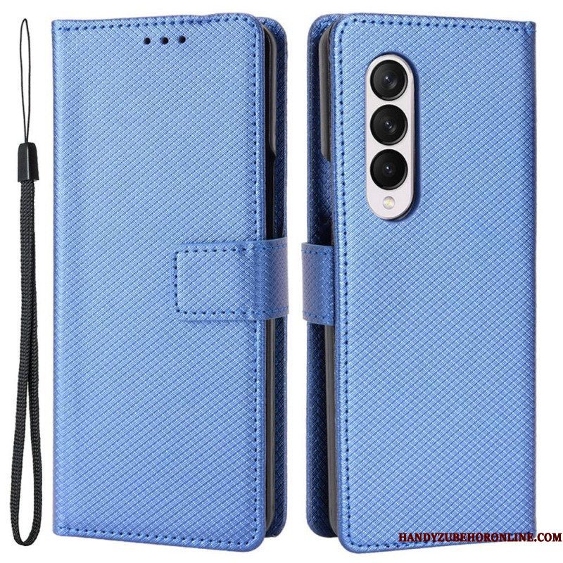 Leren Hoesje voor Samsung Galaxy Z Fold 4 Met Ketting Diamanten Band