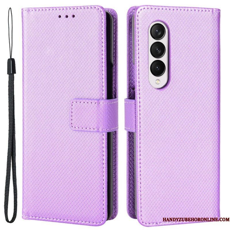 Leren Hoesje voor Samsung Galaxy Z Fold 4 Met Ketting Diamanten Band