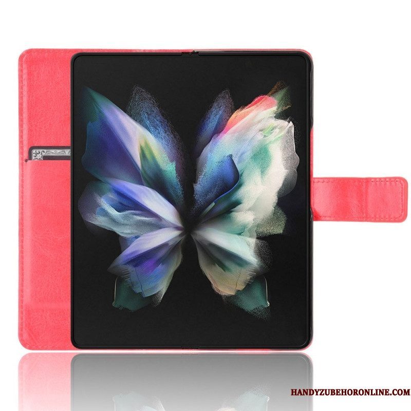 Leren Hoesje voor Samsung Galaxy Z Fold 4 Met Ketting Klassiek Glad Imitatieleer Met Bandjes