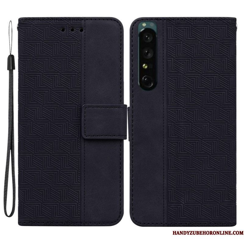 Leren Hoesje voor Sony Xperia 1 IV Met Ketting Patroon Met Bandjes