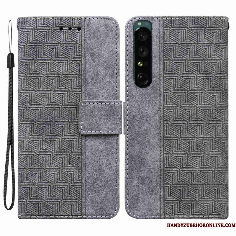 Leren Hoesje voor Sony Xperia 1 IV Met Ketting Patroon Met Bandjes