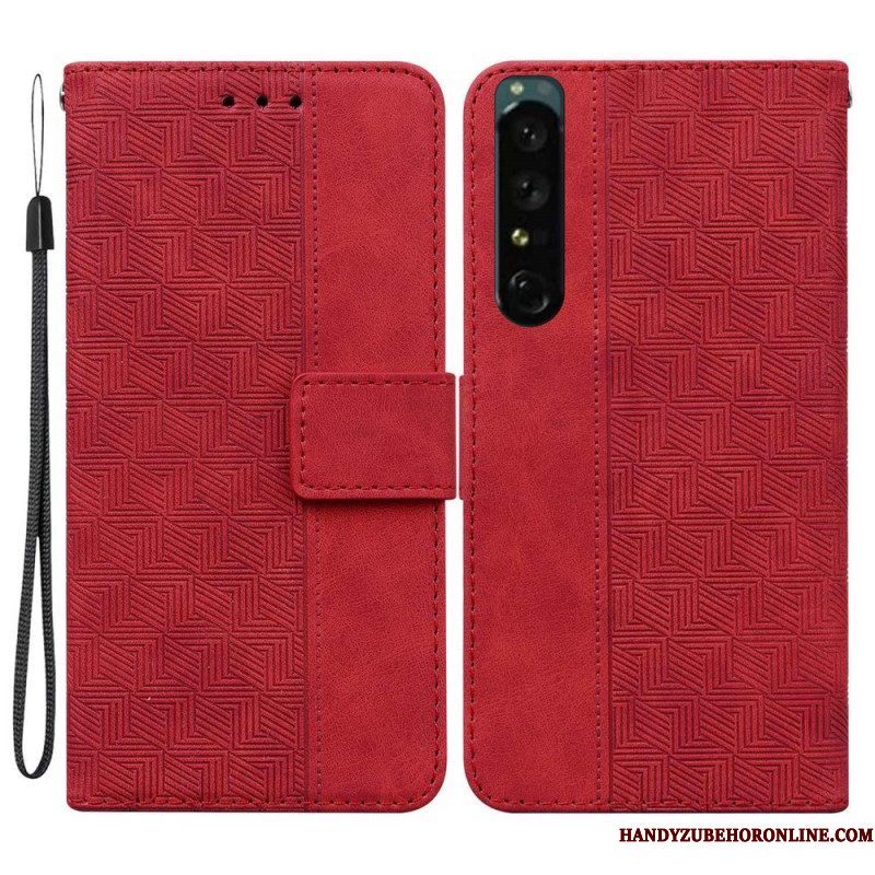 Leren Hoesje voor Sony Xperia 1 IV Met Ketting Patroon Met Bandjes