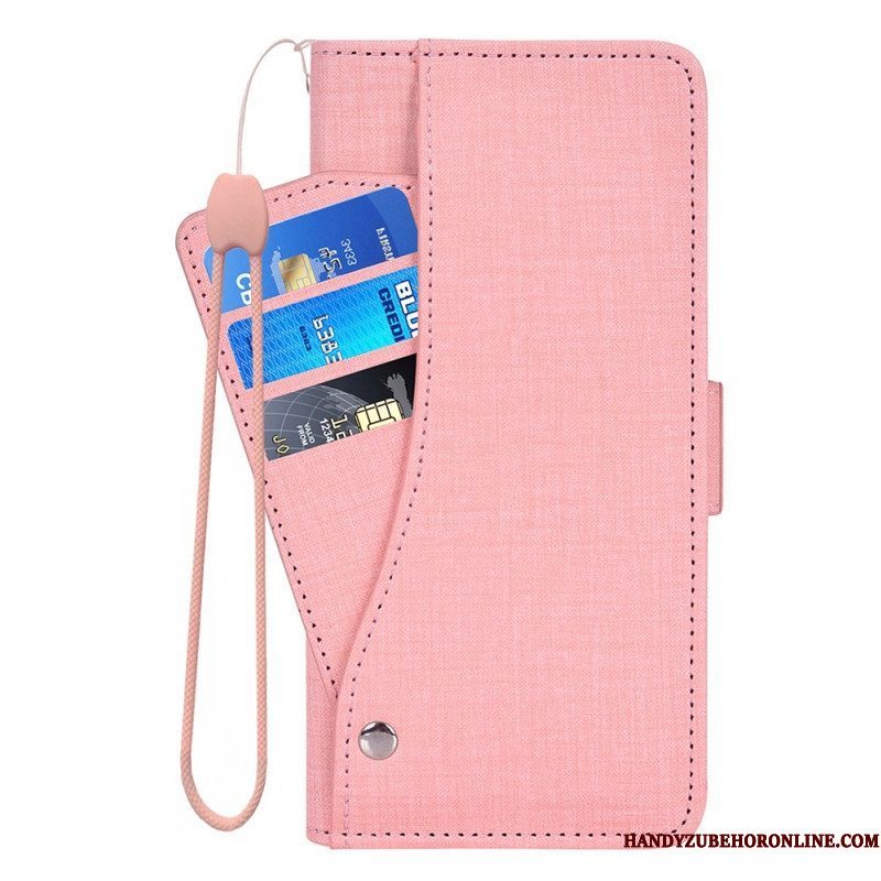 Leren Hoesje voor Sony Xperia 5 IV Jeans Met Roterende Kaarthouder