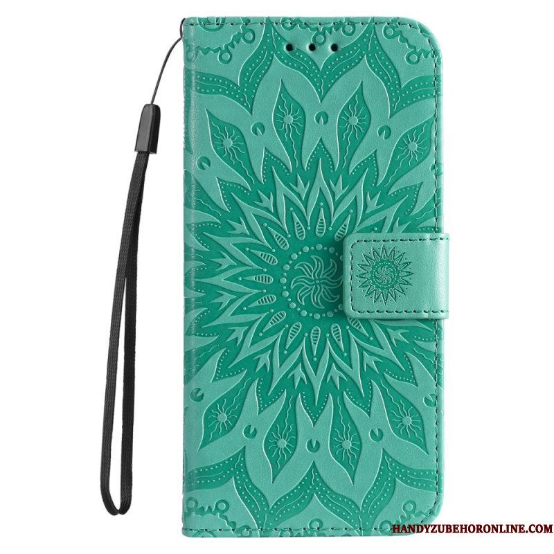 Leren Hoesje voor Sony Xperia 5 IV Mandala Zon Met Lanyard