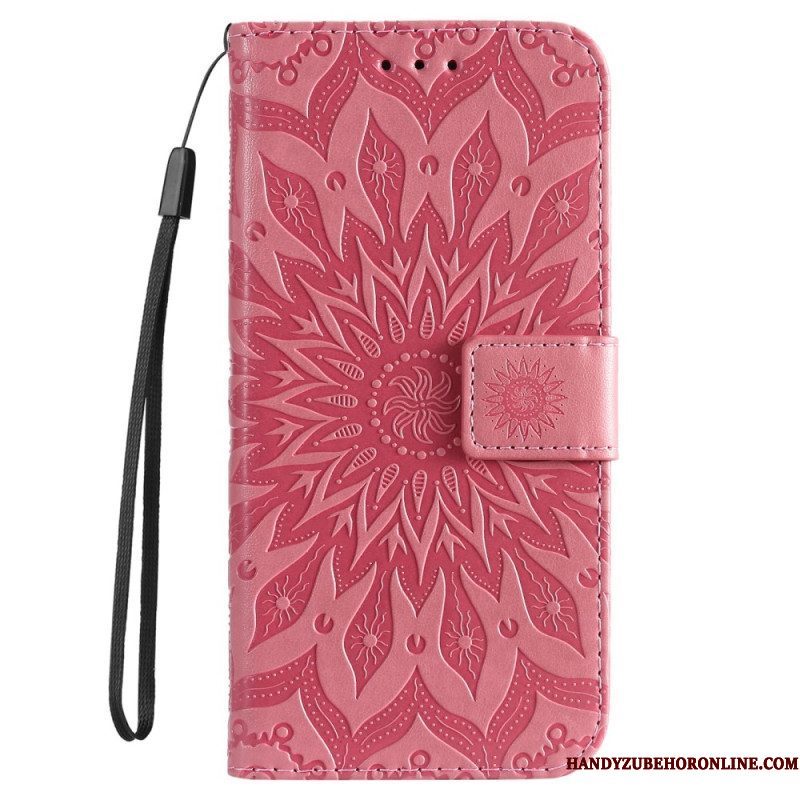 Leren Hoesje voor Sony Xperia 5 IV Mandala Zon Met Lanyard