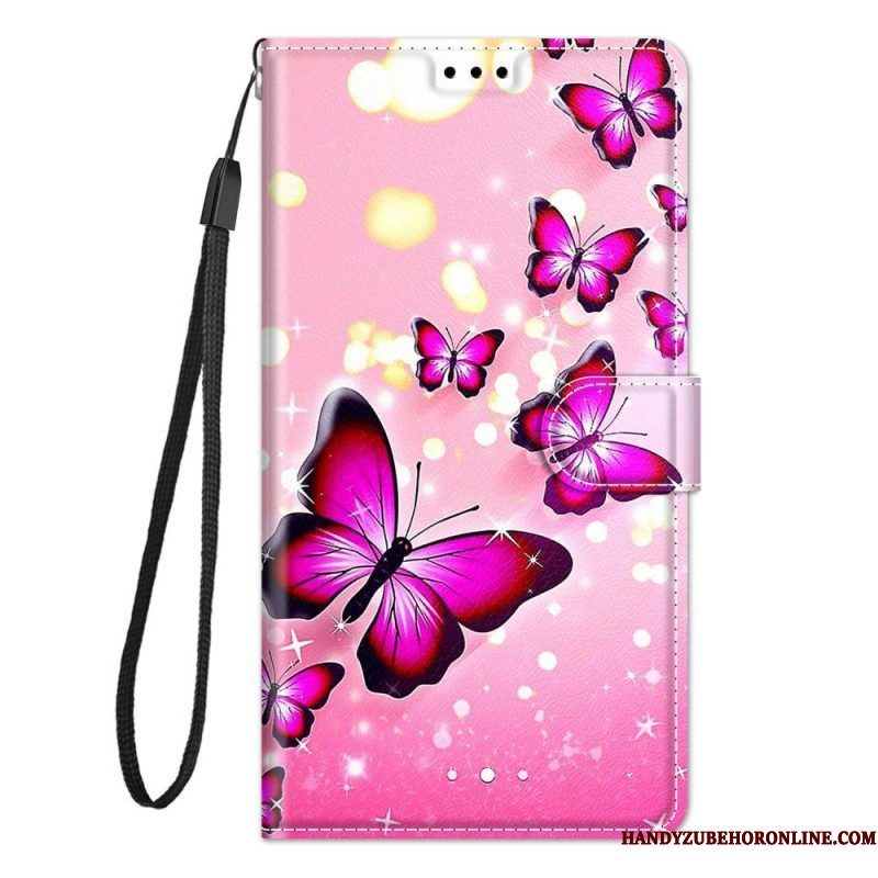 Leren Hoesje voor Xiaomi 12 / 12X Vlinderwaaier Met Lanyard