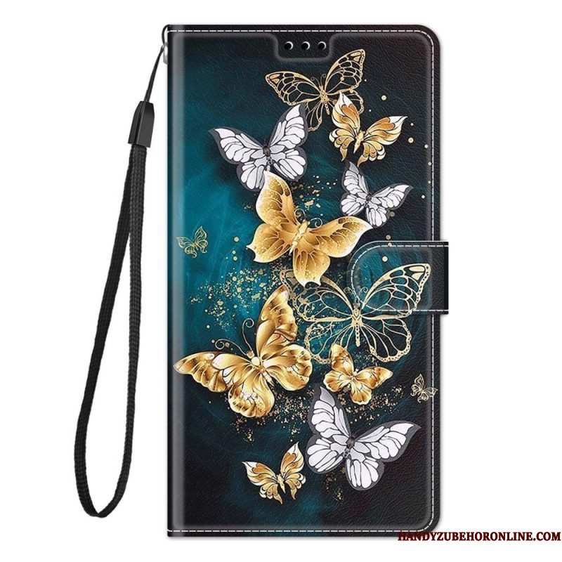 Leren Hoesje voor Xiaomi 12 / 12X Vlinderwaaier Met Lanyard