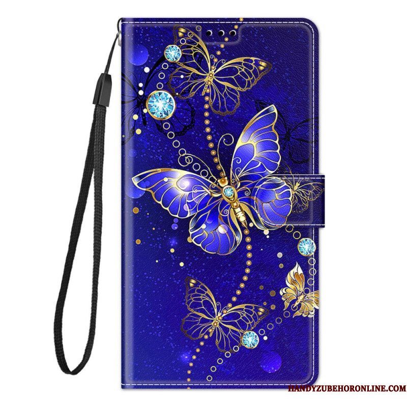 Leren Hoesje voor Xiaomi 12 / 12X Vlinderwaaier Met Lanyard