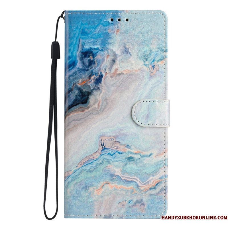 Leren Hoesje voor Xiaomi 12 Lite Met Ketting Marmer Strippen