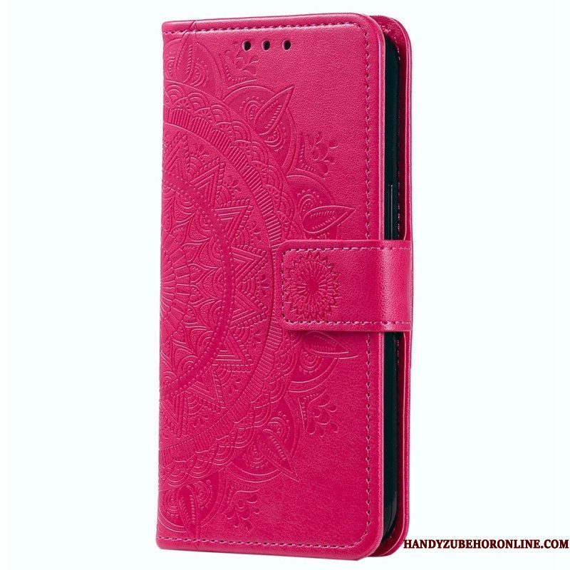 Leren Hoesje voor Xiaomi 12T / 12T Pro Mandala Zon Met Lanyard