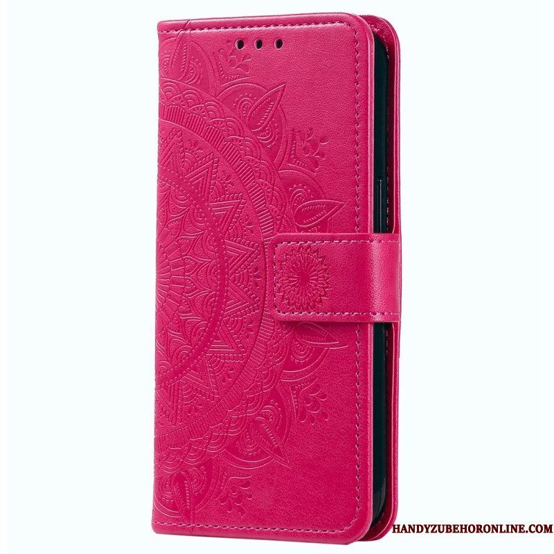 Leren Hoesje voor Xiaomi 12T / 12T Pro Mandala Zon Met Lanyard