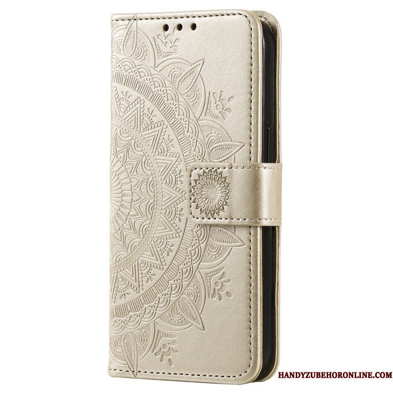 Leren Hoesje voor Xiaomi 12T / 12T Pro Mandala Zon Met Lanyard