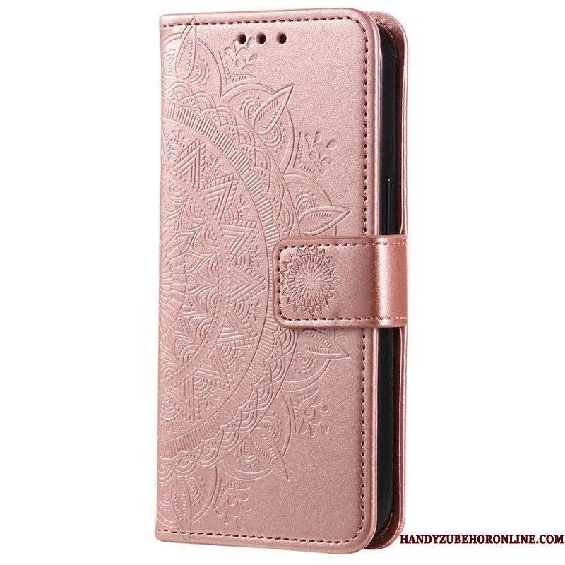 Leren Hoesje voor Xiaomi 12T / 12T Pro Mandala Zon Met Lanyard