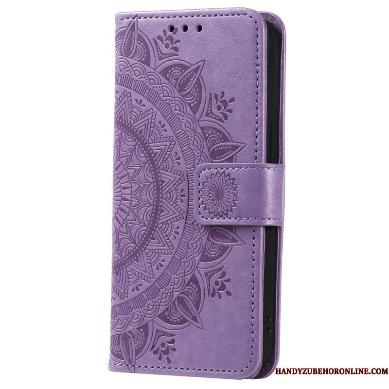 Leren Hoesje voor Xiaomi 12T / 12T Pro Mandala Zon Met Lanyard