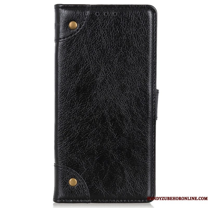 Leren Hoesje voor Xiaomi 12T / 12T Pro Stijl Nappa Lederen Vintage Klinknagels