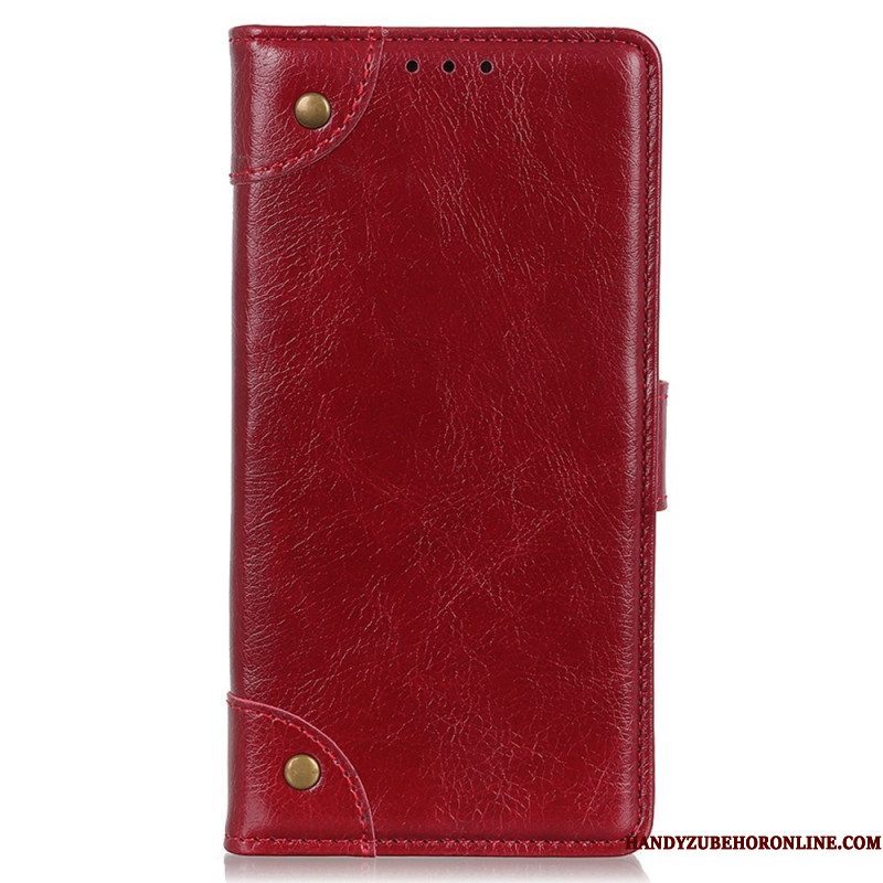 Leren Hoesje voor Xiaomi 12T / 12T Pro Stijl Nappa Lederen Vintage Klinknagels