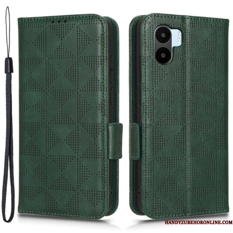 Leren Hoesje voor Xiaomi Redmi A1 Driehoeken Met Lanyard