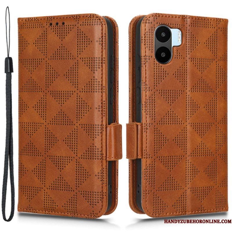 Leren Hoesje voor Xiaomi Redmi A1 Driehoeken Met Lanyard