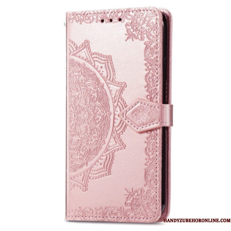 Leren Hoesje voor Xiaomi Redmi A1 Mandala Zon Met Lanyard