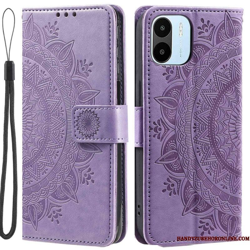 Leren Hoesje voor Xiaomi Redmi A1 Zon Mandala