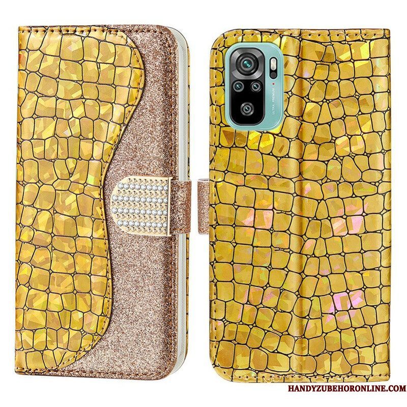 Leren Hoesje voor Xiaomi Redmi Note 10 / 10S Krokodil Diamanten