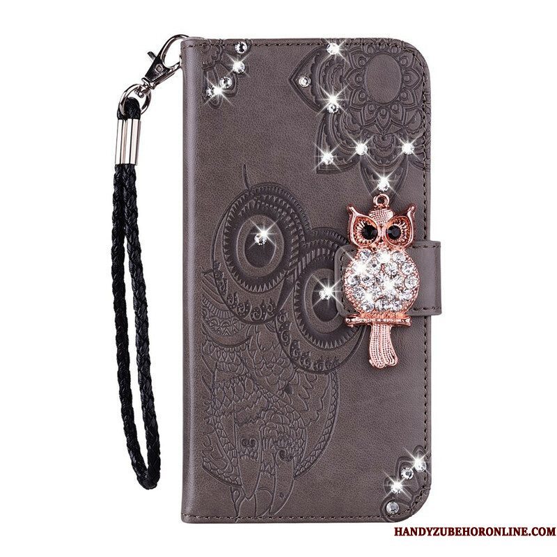 Leren Hoesje voor Xiaomi Redmi Note 10 / 10S Uil Mandala En Charme