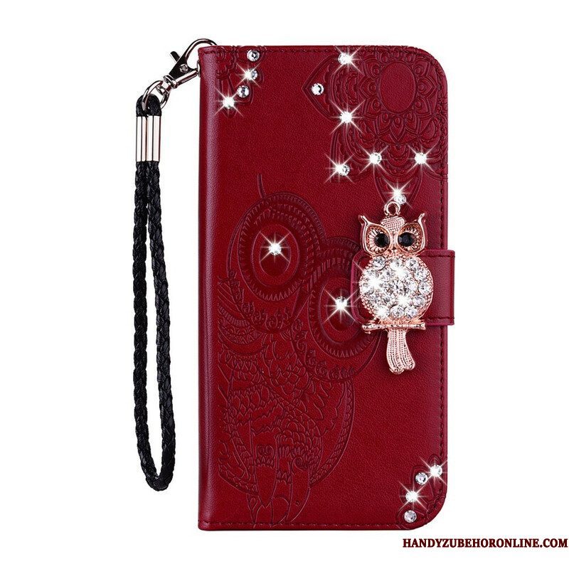 Leren Hoesje voor Xiaomi Redmi Note 10 / 10S Uil Mandala En Charme