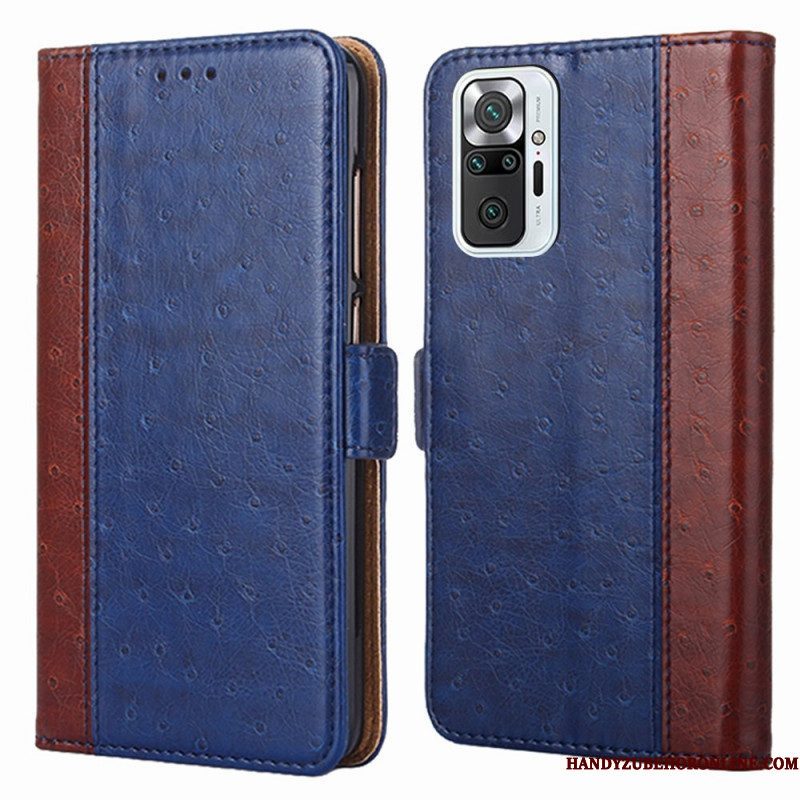 Leren Hoesje voor Xiaomi Redmi Note 10 Pro Bicolor Struisvogel Huidtextuur