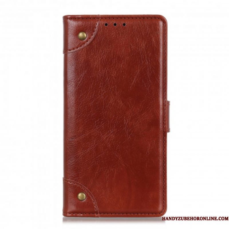 Leren Hoesje voor Xiaomi Redmi Note 10 Pro Stijl Nappa Lederen Vintage Klinknagels