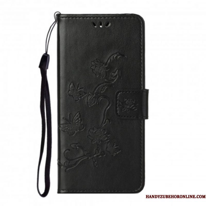 Leren Hoesje voor Xiaomi Redmi Note 10 Pro Vlinders En Bloemen