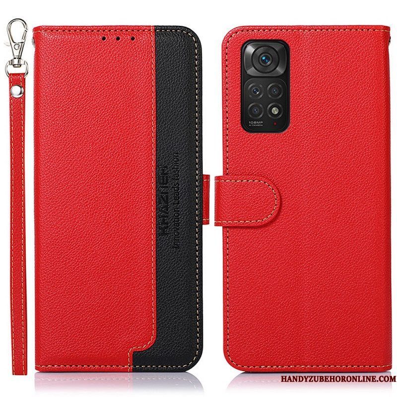 Leren Hoesje voor Xiaomi Redmi Note 11 / 11S Lychee-stijl Rfid Khazneh