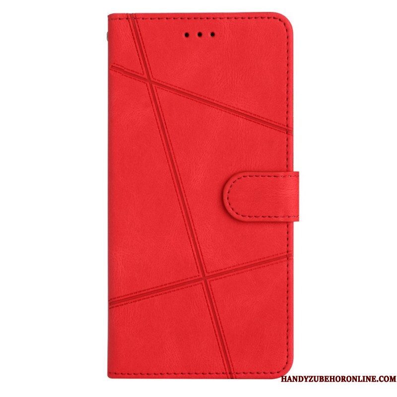 Leren Hoesje voor Xiaomi Redmi Note 12 4G Met Ketting Bandjes Geometrisch