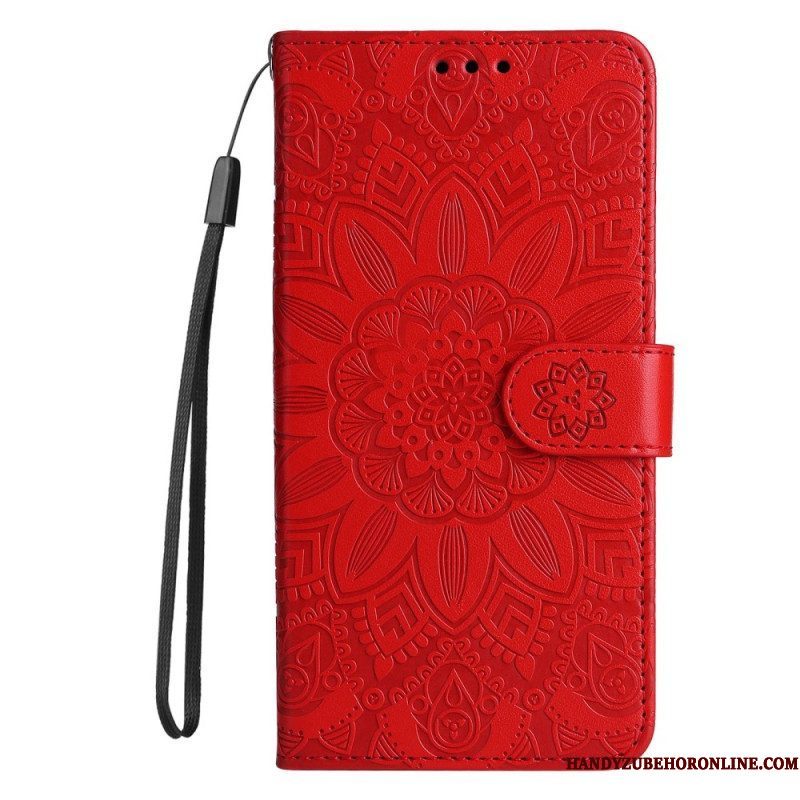 Leren Hoesje voor Xiaomi Redmi Note 12 5G Met Ketting Mandala-decoratie Met Riem