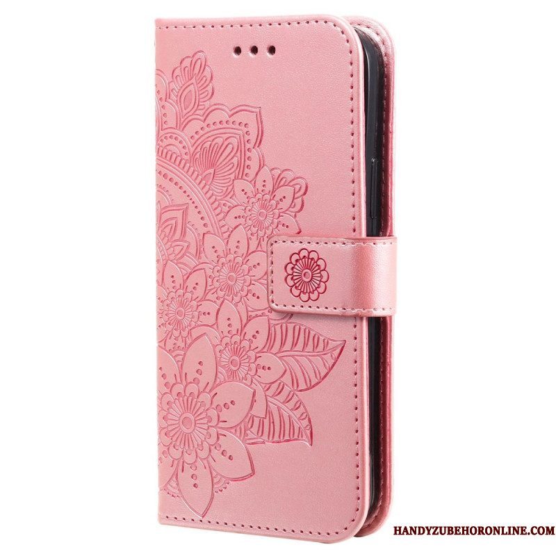 Leren Hoesje voor Xiaomi Redmi Note 12 5G Met Ketting Riem Bloem Mandala