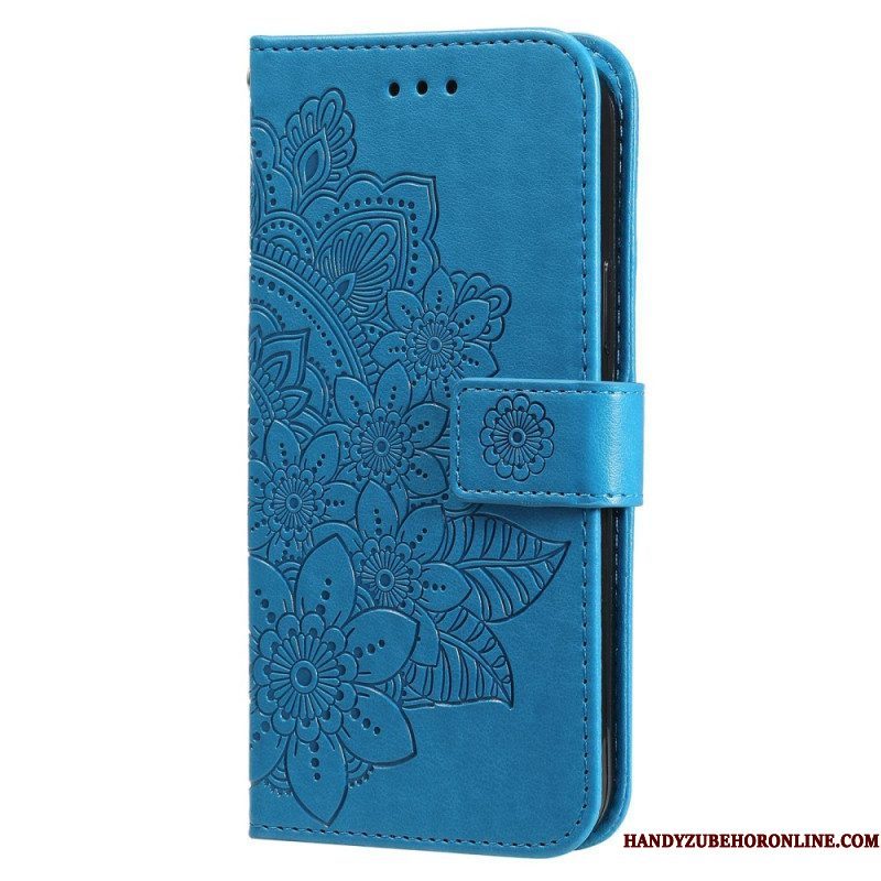 Leren Hoesje voor Xiaomi Redmi Note 12 5G Met Ketting Riem Bloem Mandala