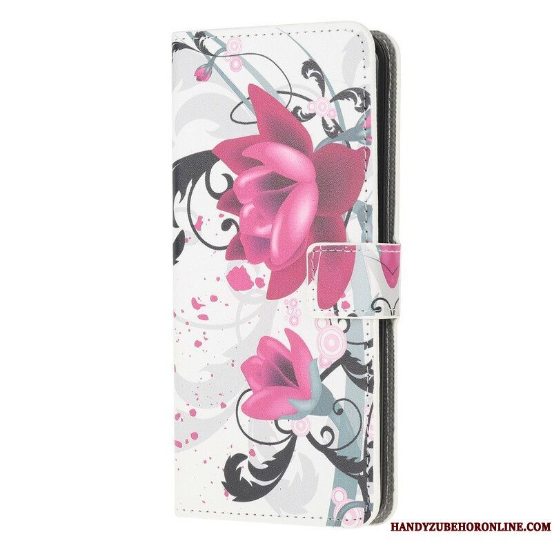 Leren Hoesje voor iPhone 13 Mini Tropische Bloemen