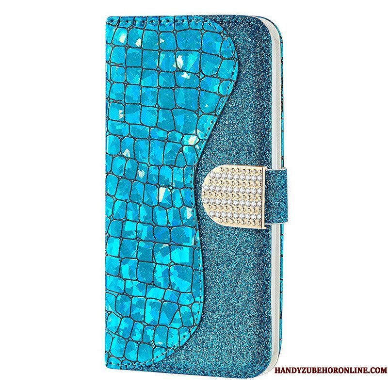 Leren Hoesje voor iPhone 13 Pro Max Krokodil Diamanten