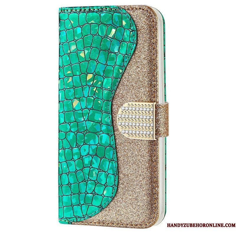 Leren Hoesje voor iPhone 13 Pro Max Krokodil Diamanten