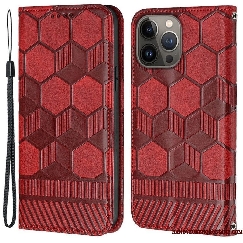 Leren Hoesje voor iPhone 13 Pro Voetbal Bal Patroon