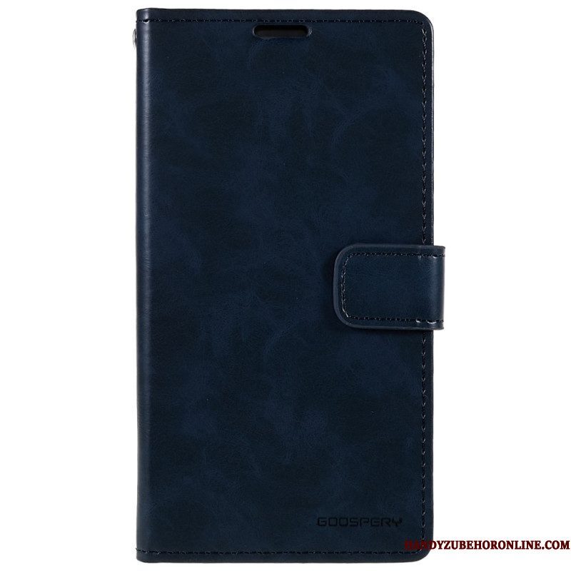 Leren Hoesje voor iPhone 14 Blauwe Maan Mercurius Goospery