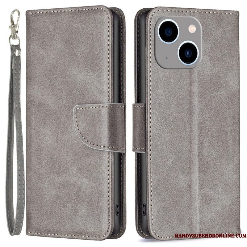 Leren Hoesje voor iPhone 14 Plus Folio-hoesje Gladde Flap Schuin