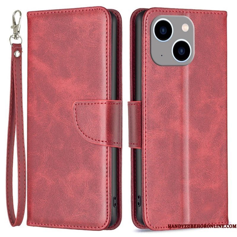 Leren Hoesje voor iPhone 14 Plus Folio-hoesje Gladde Flap Schuin