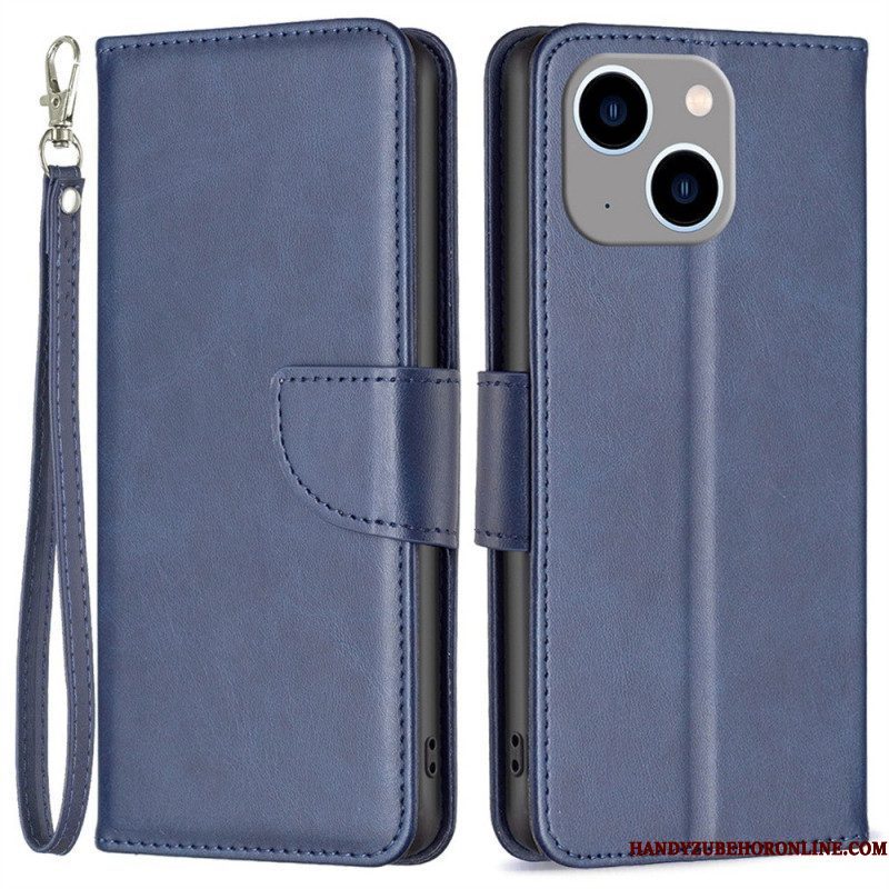 Leren Hoesje voor iPhone 14 Plus Folio-hoesje Gladde Flap Schuin