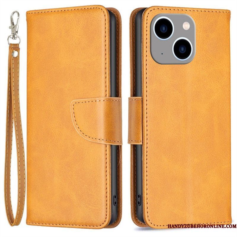 Leren Hoesje voor iPhone 14 Plus Folio-hoesje Gladde Flap Schuin