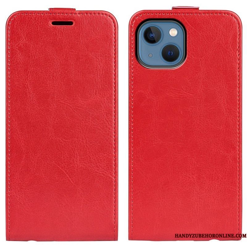 Leren Hoesje voor iPhone 14 Plus Folio-hoesje Retro Verticale Klep