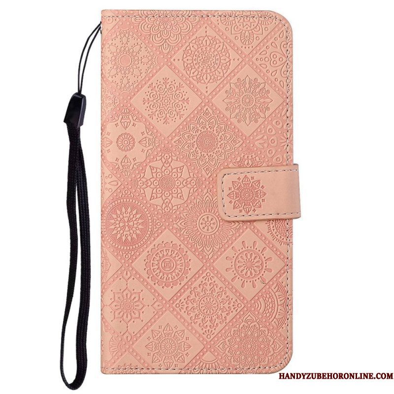 Leren Hoesje voor iPhone 14 Plus Tapijt Patroon