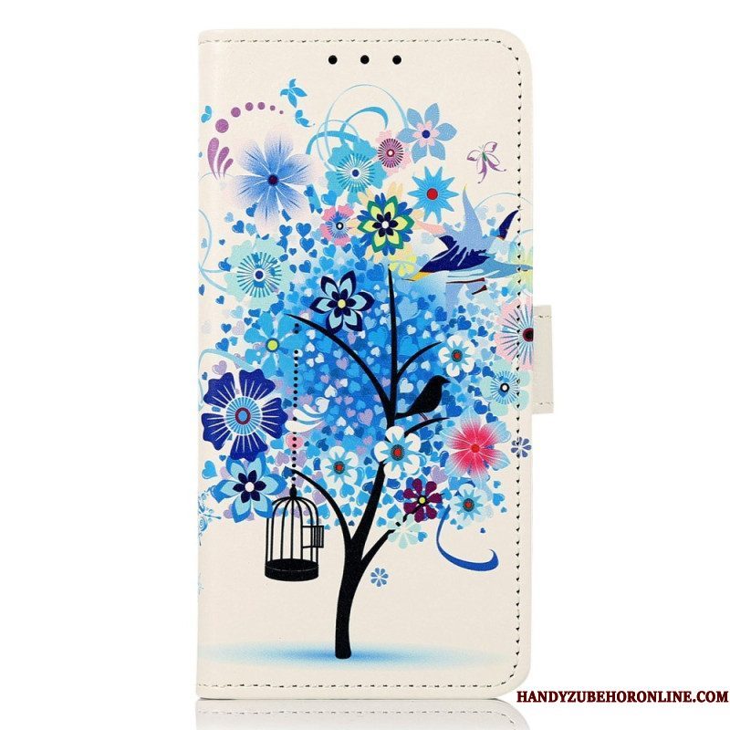 Leren Hoesje voor iPhone 14 Pro Max Bloeiende Boom